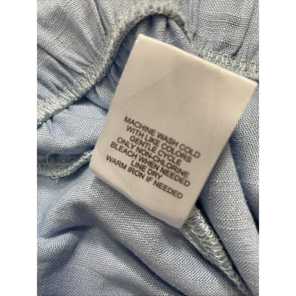 Como Vintage Pants Womens Large Linen Blend Light Blue High‎ Waist Coastal - Picture 5 of 10